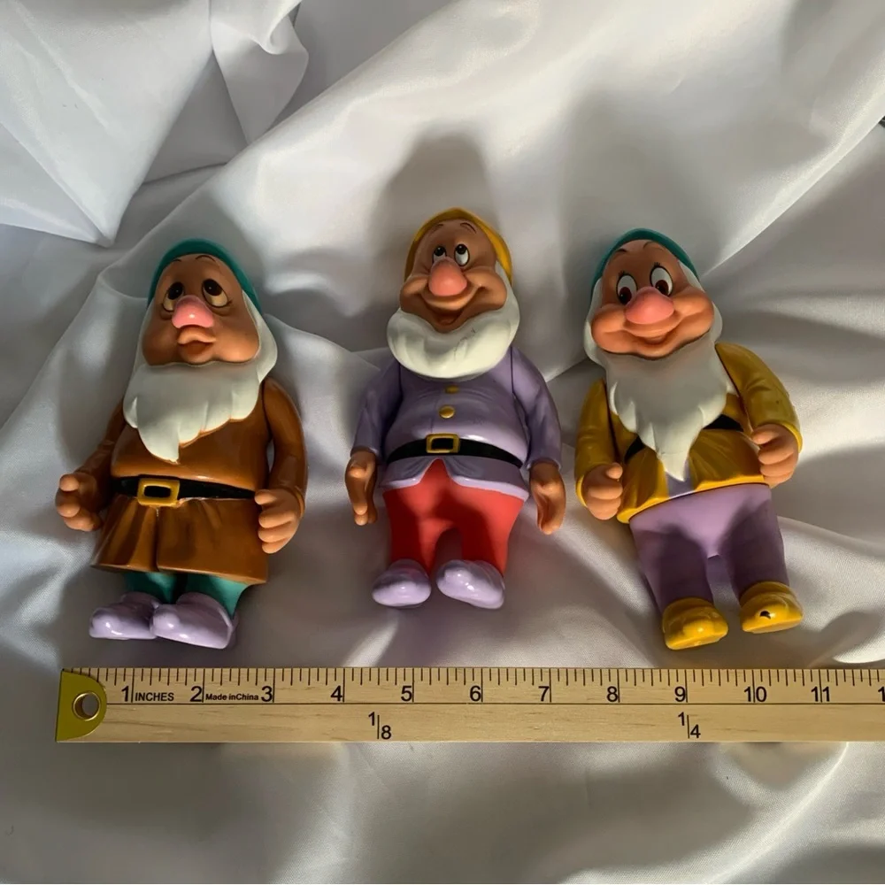 Set of 3 Colorful Dwarf Figurines From Snow White Sneezy Sleepy Happy